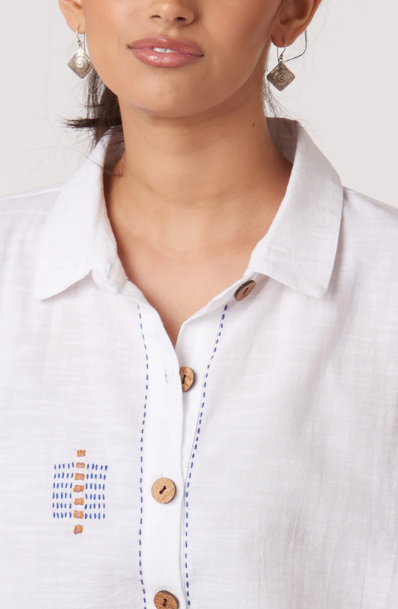 Nashik Slub Cotton Swing Shirt - Soft white - Image 2