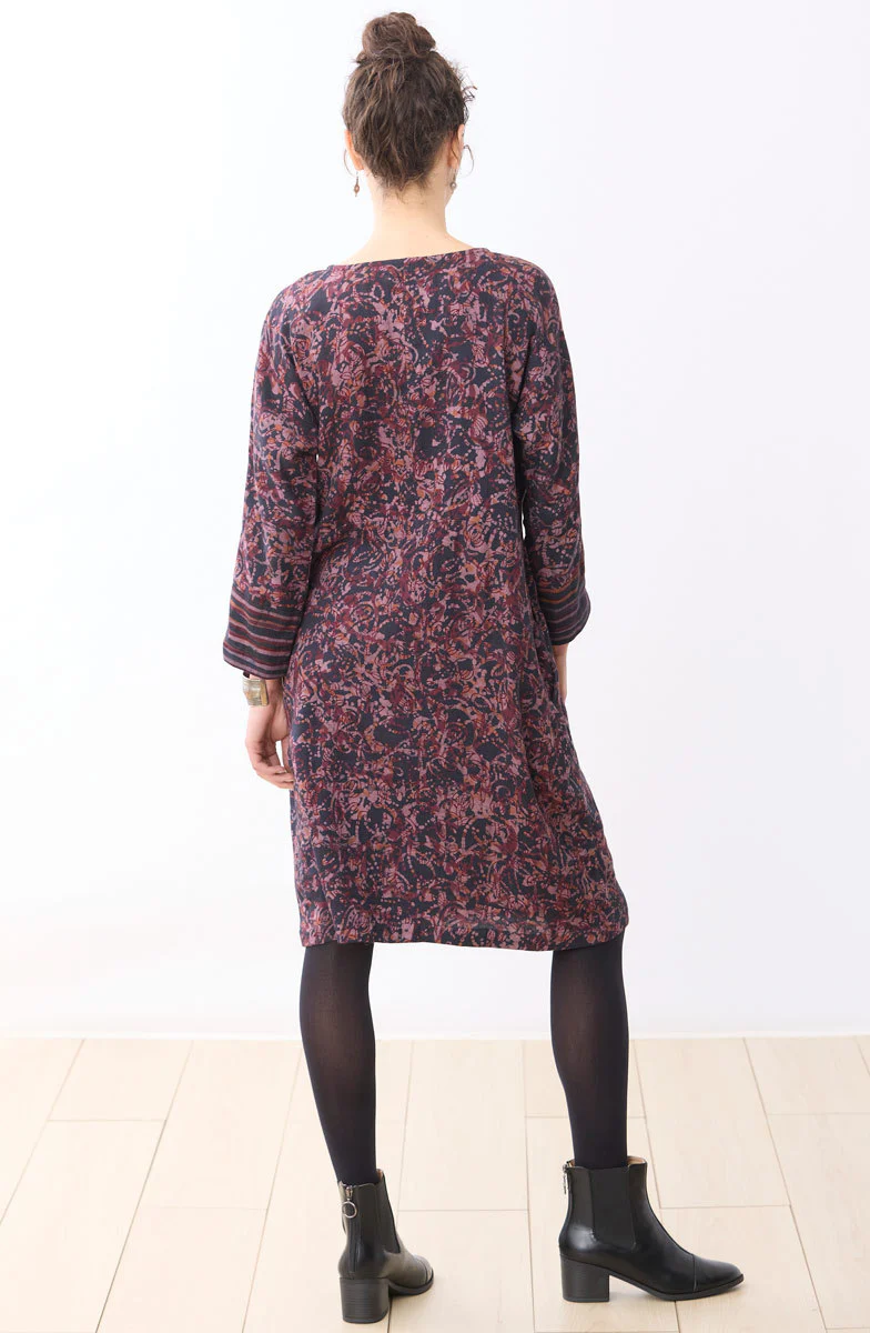 Nasreen Mixed Print Cotton Crepe Dress - Iced plum/Multi - Image 5