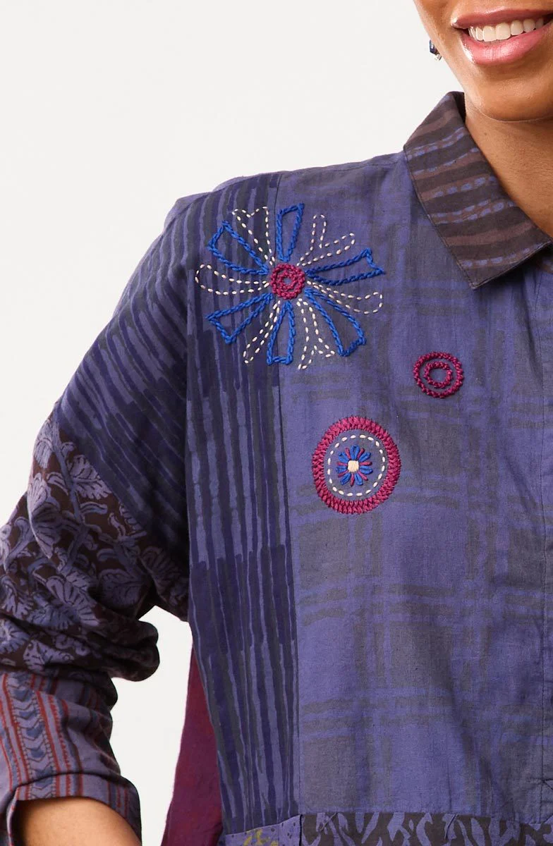 Neela Deadstock Boxy Shirt - Blue - Image 3