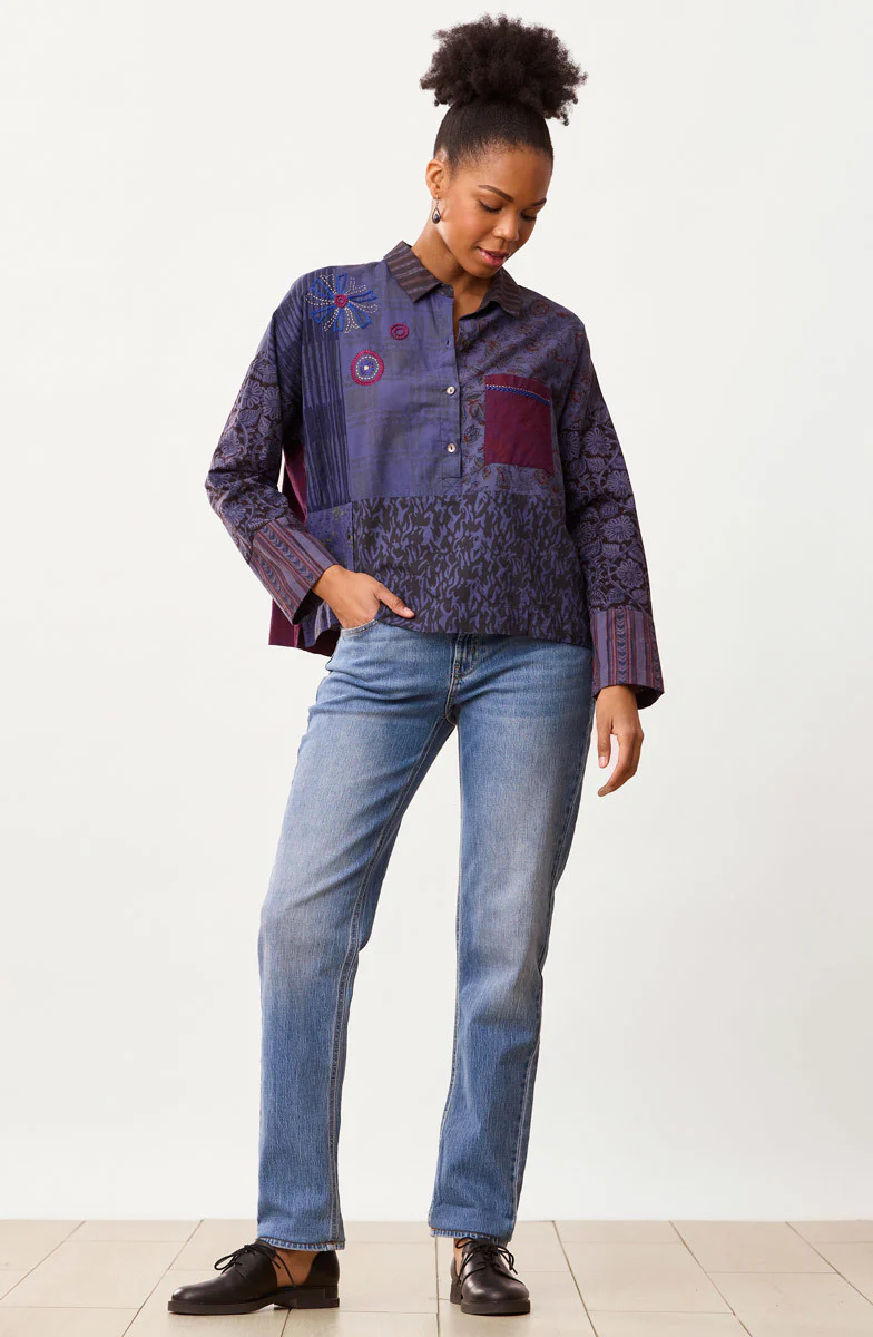Neela Deadstock Boxy Shirt - Blue - Image 5
