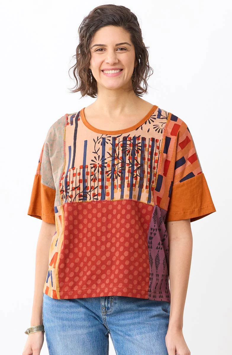 Neeru Mixed Deadstock Knit Tee - Clay/Multi - Image 4