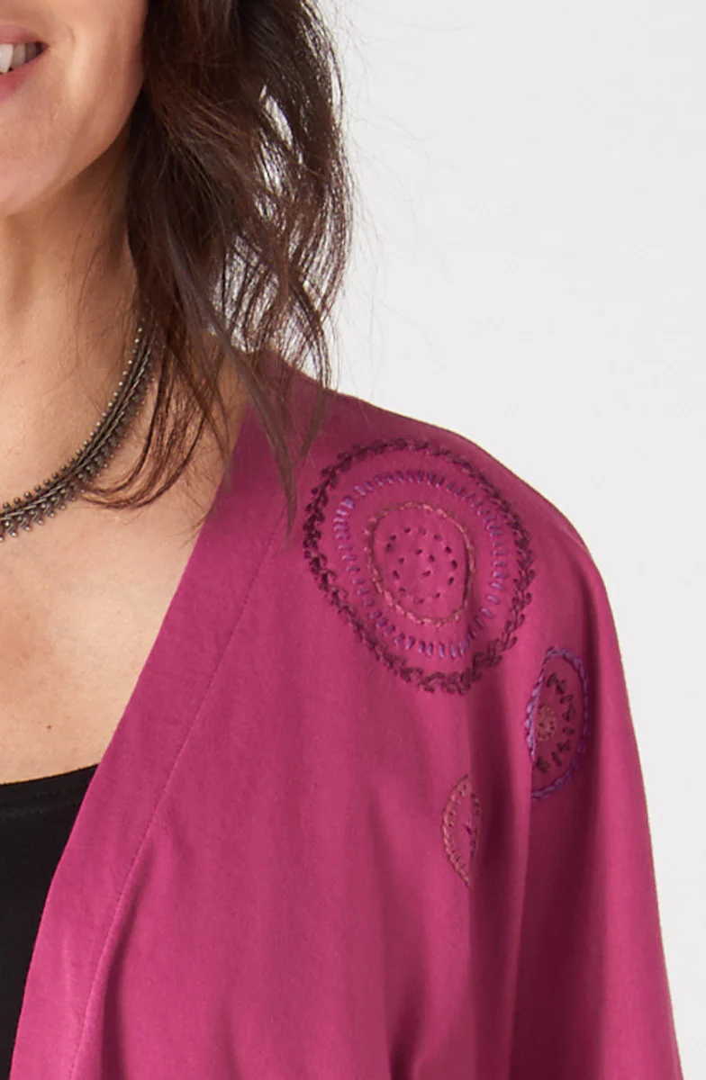 Neeta Cotton Jersey Jacket - Berry - Image 3