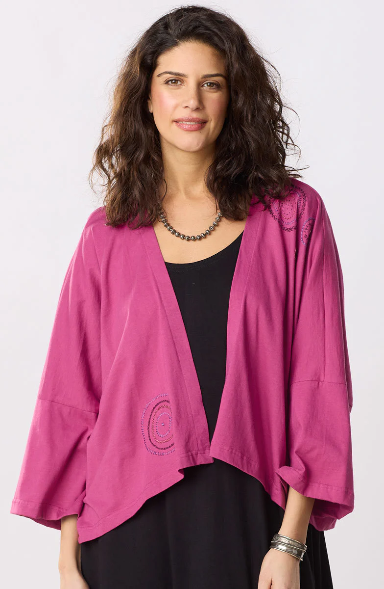 Neeta Cotton Jersey Jacket - Berry - Image 4