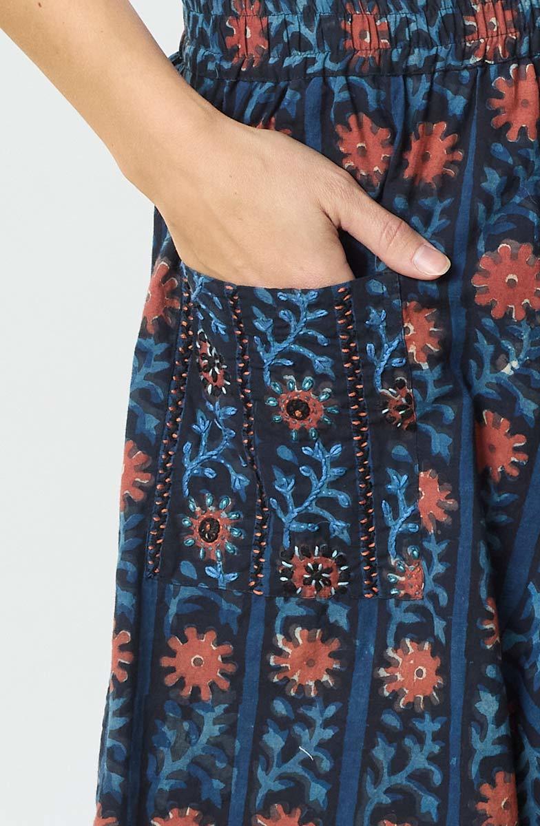 Nerul Pull-On Draped Leg Pant - Indigo/Multi - Image 4