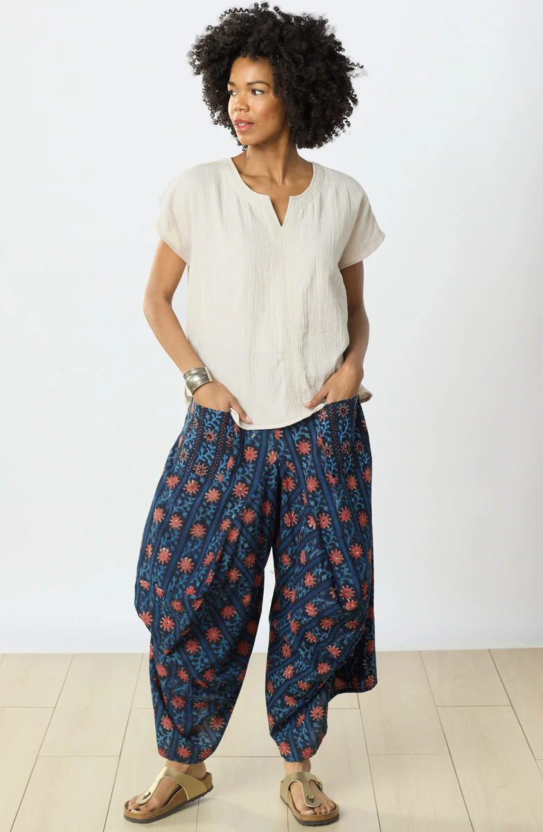 Nerul Pull-On Draped Leg Pant - Indigo/Multi - Image 5