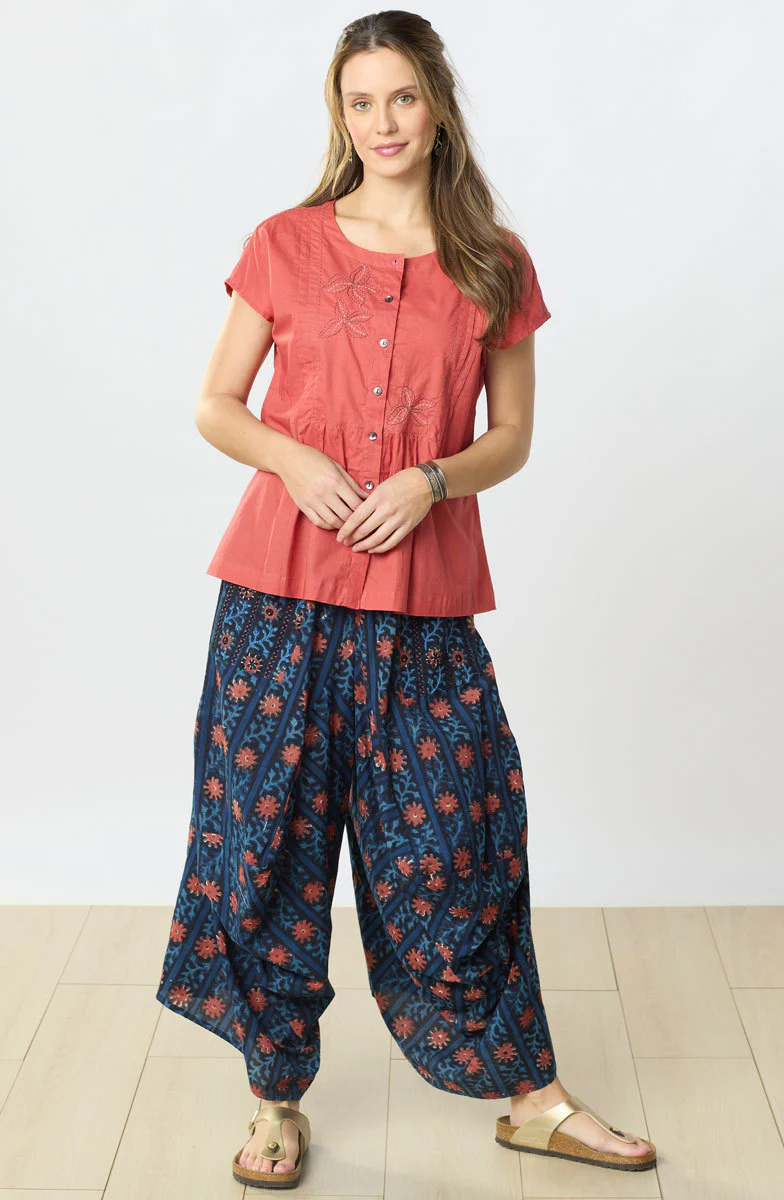 Nerul Pull-On Draped Leg Pant - Indigo/Multi - Image 7