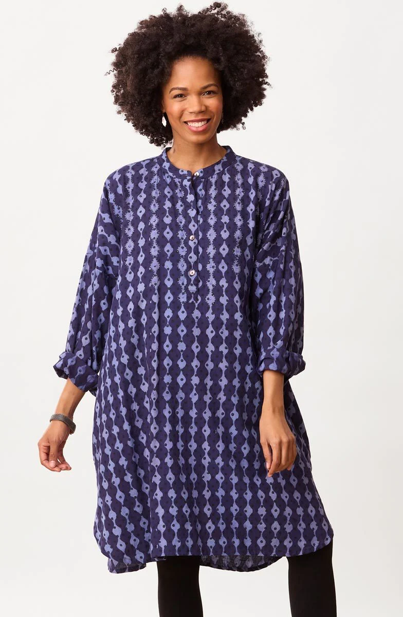 Nikesha Oversized Kaftan Tunic/Dress - Tranquil blue