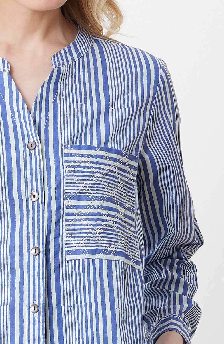 Nilgiri Organic Shirt - Sapphire/Cool white - Image 3