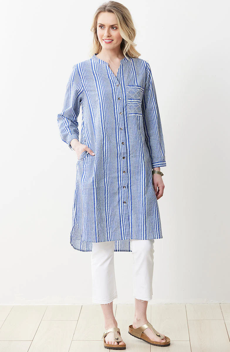 Nilgiri Organic Shirt - Sapphire/Cool white - Image 5