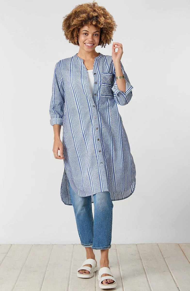 Nilgiri Organic Shirt - Sapphire/Cool white - Image 6