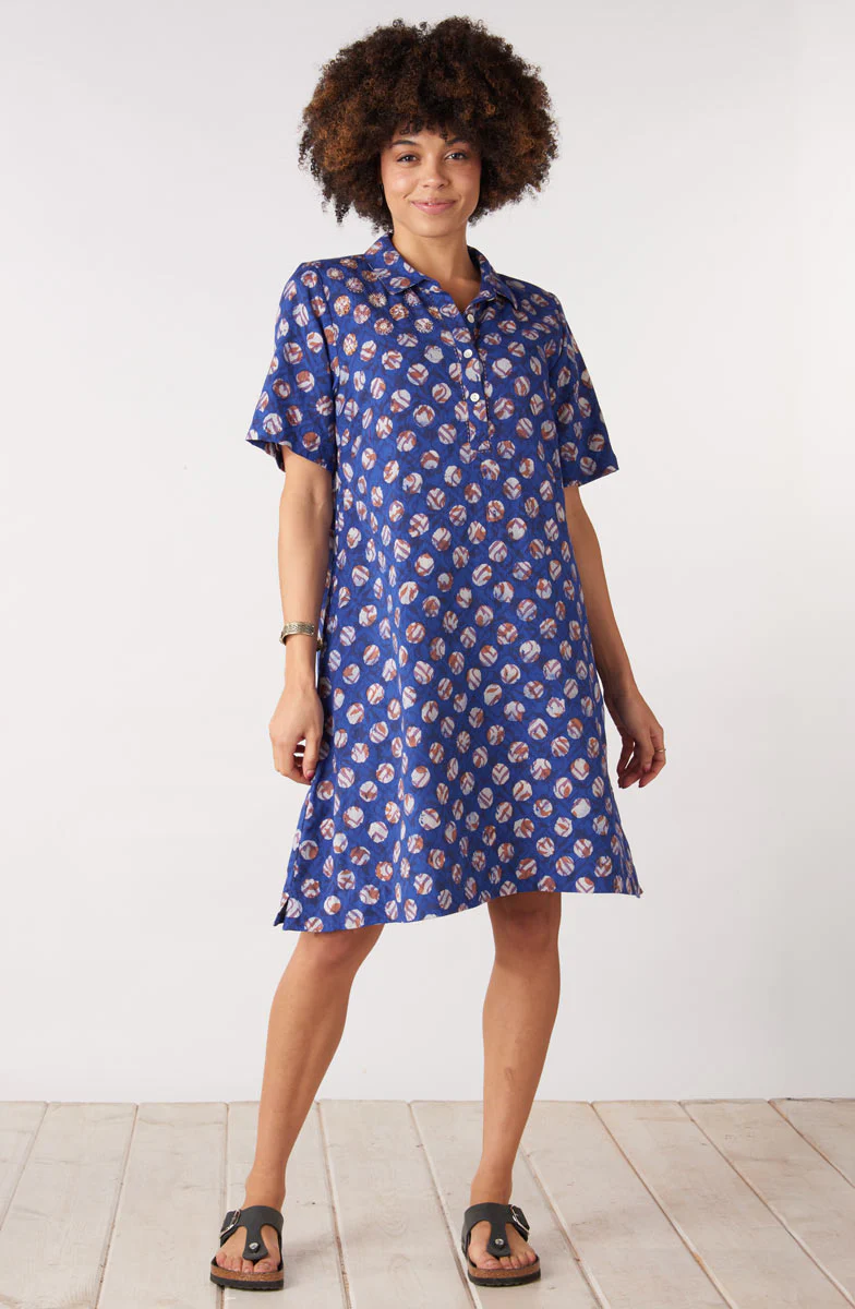 Nirali Pullover A-line Shirtdress - Cobalt/Multi - Image 3