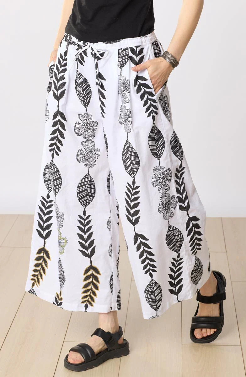 Nishi Organic Cotton Wide-Leg Pant - White/Black - Image 3