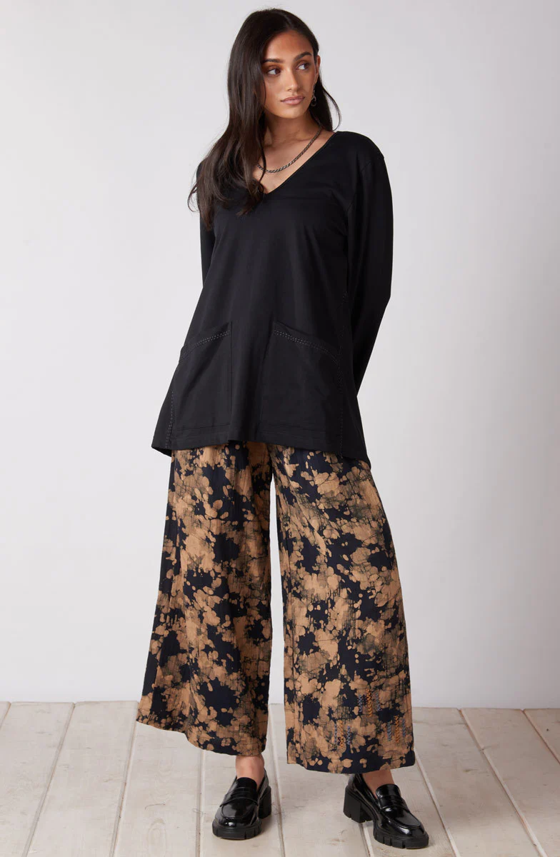 Nishi Cotton Double Gauze Wide-Leg Pant - Black/Shale - Image 5