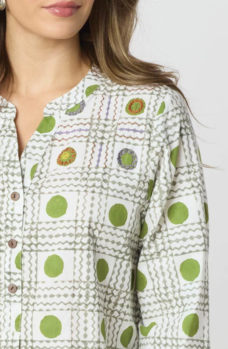 Parineet Long-Sleeve Shirt/Dress - Citrus green/Multi - Image 2