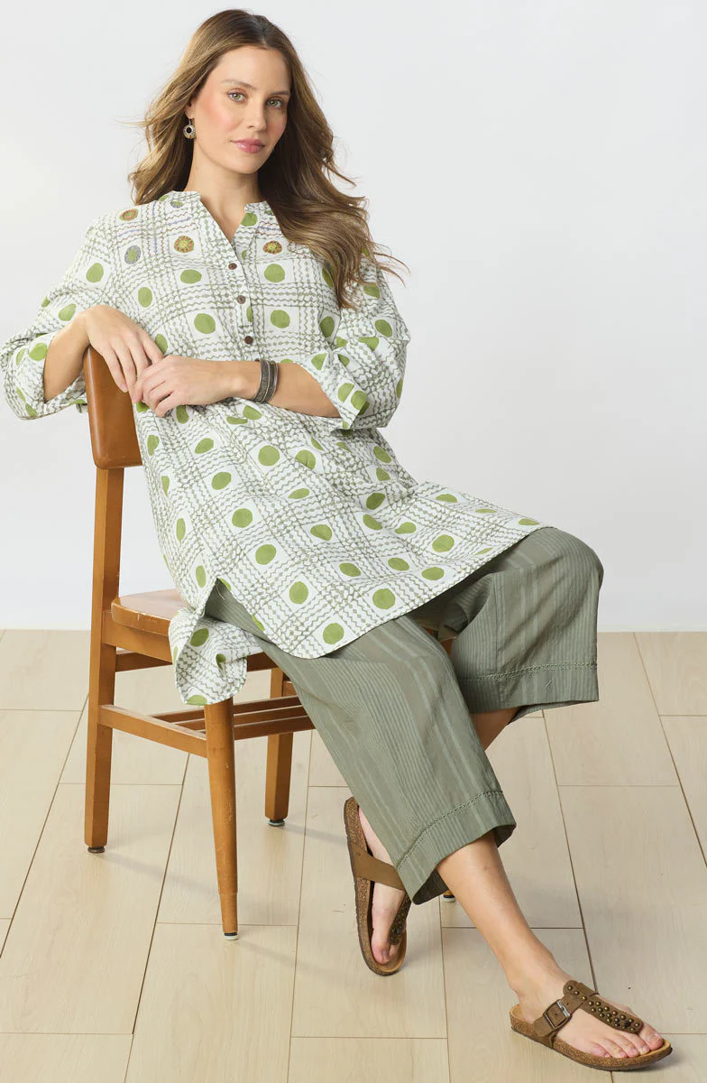 Parineet Long-Sleeve Shirt/Dress - Citrus green/Multi - Image 5