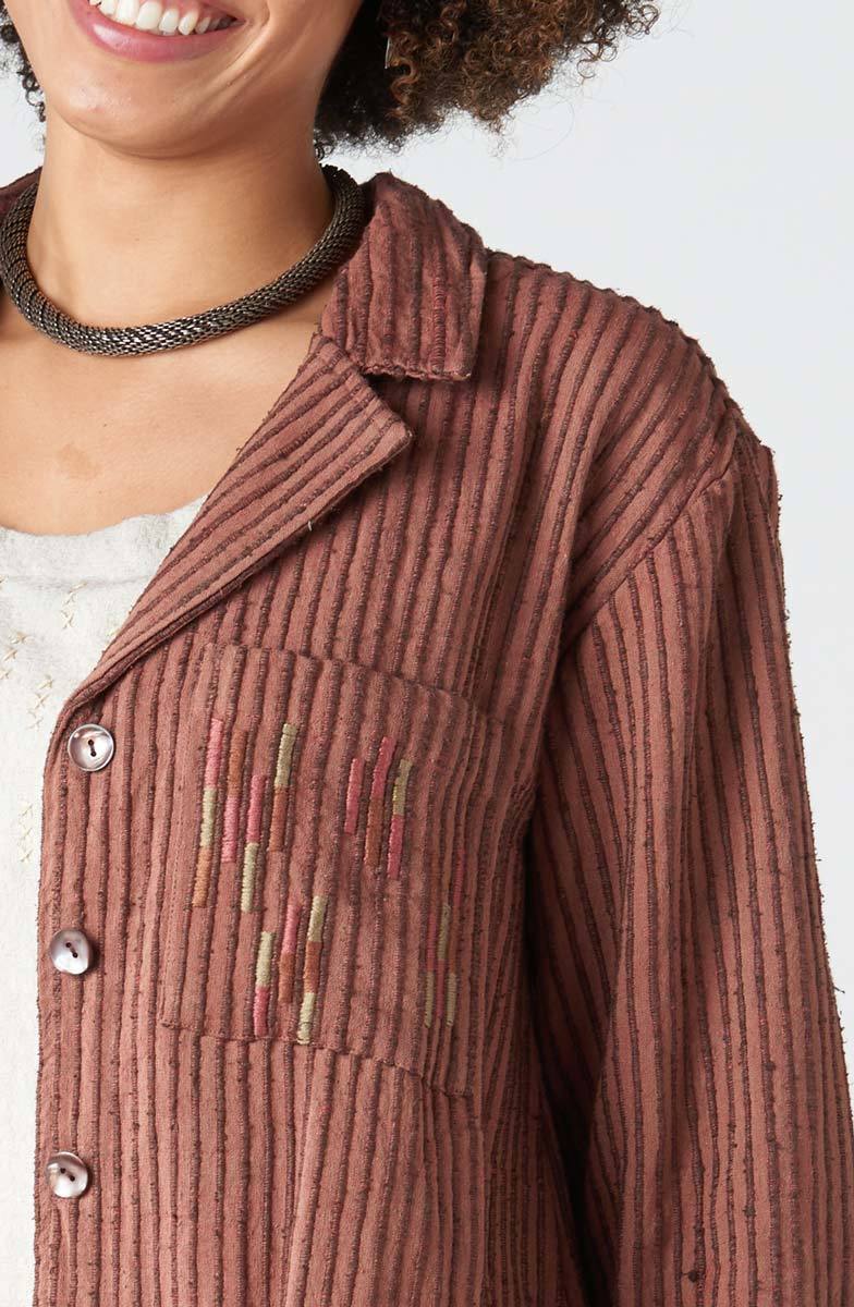 Parulia Chenille Stripe A-line Shirt Jacket - Ambrosia - Image 3