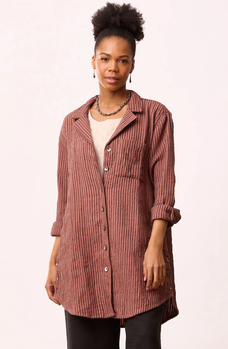 Parulia Chenille Stripe A-line Shirt Jacket - Ambrosia - Image 4