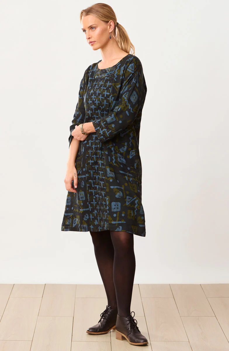 Patna Mixed Print Tunic Dress - Charcoal/Multi - Image 6