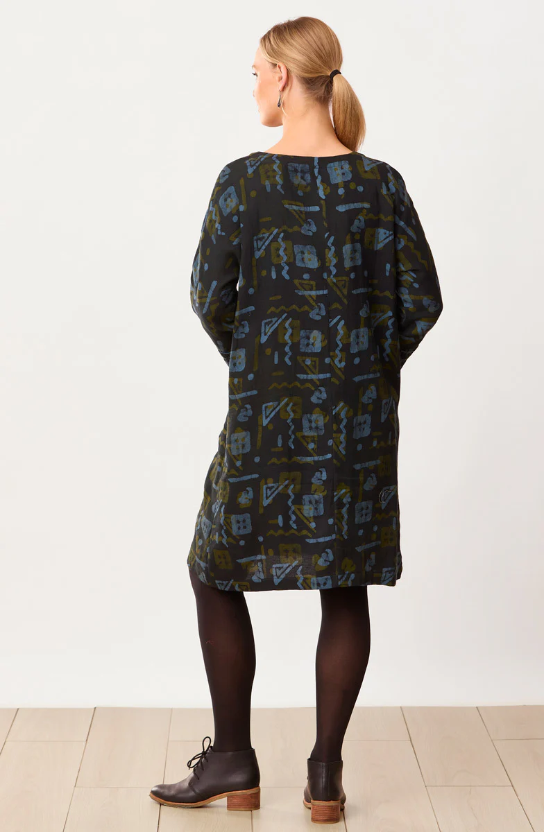 Patna Mixed Print Tunic Dress - Charcoal/Multi - Image 7