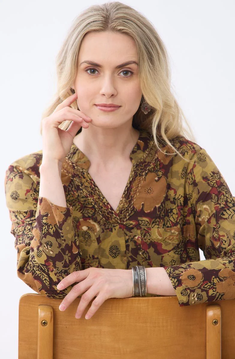 Pavni Band Collar Pullover Tunic - Port/Multi - Image 3