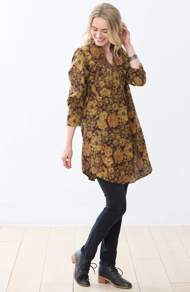 Pavni Band Collar Pullover Tunic - Port/Multi - Image 4