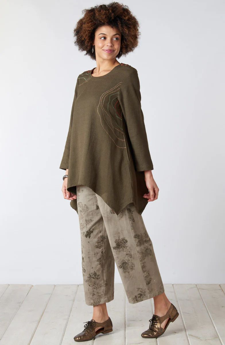 Pooja Textured Cotton Handkerchief Hem Tunic - Walnut - Image 4