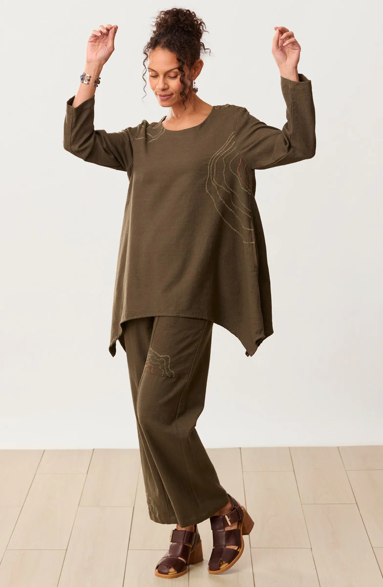 Pooja Textured Cotton Handkerchief Hem Tunic - Walnut - Image 5