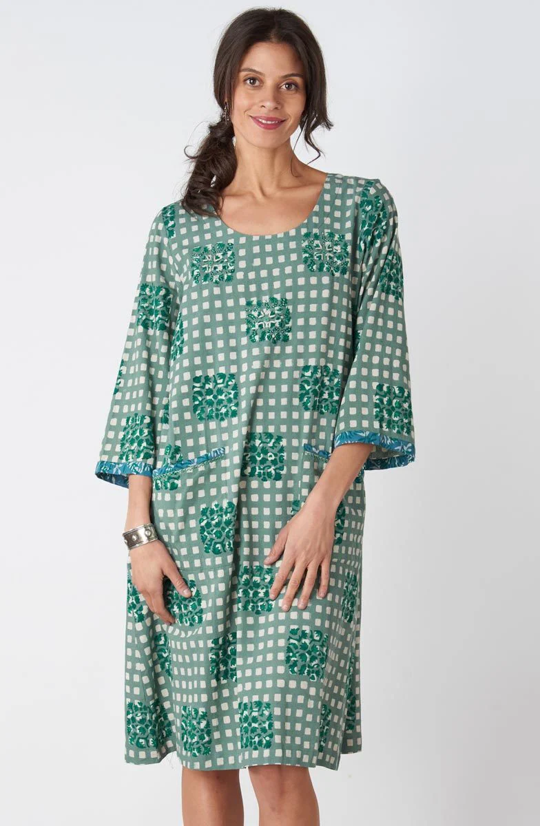 Poonam Scoop-Neck Shift Dress - Algae - Image 2