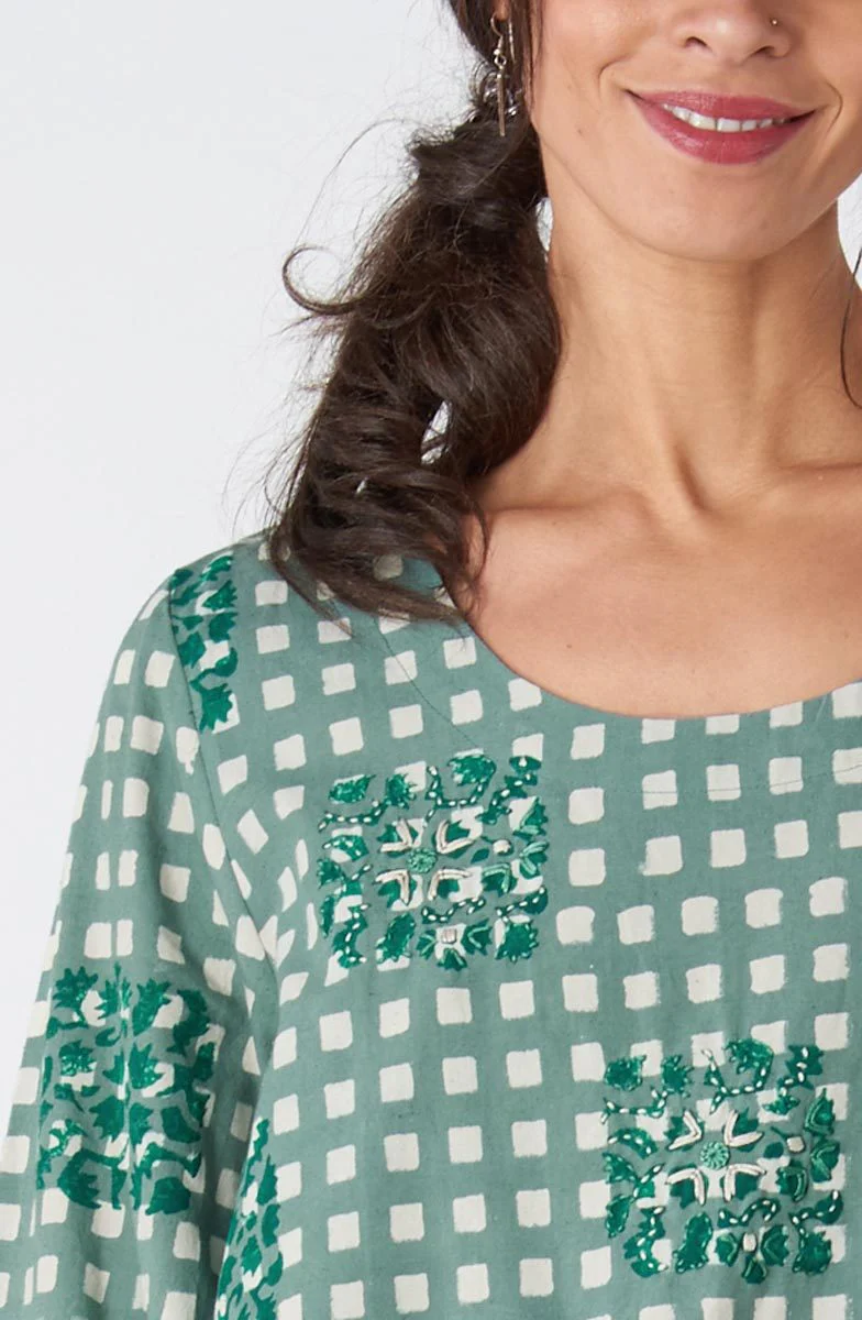 Poonam Scoop-Neck Shift Dress - Algae - Image 3