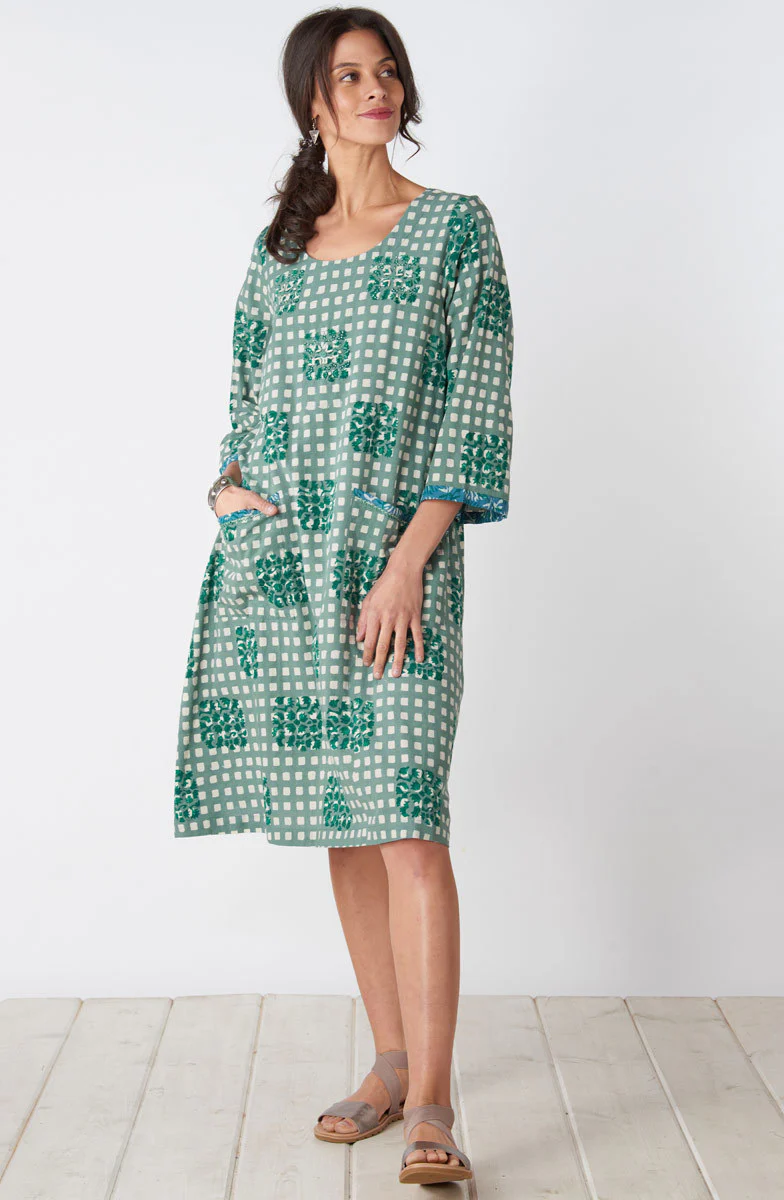 Poonam Scoop-Neck Shift Dress - Algae - Image 4