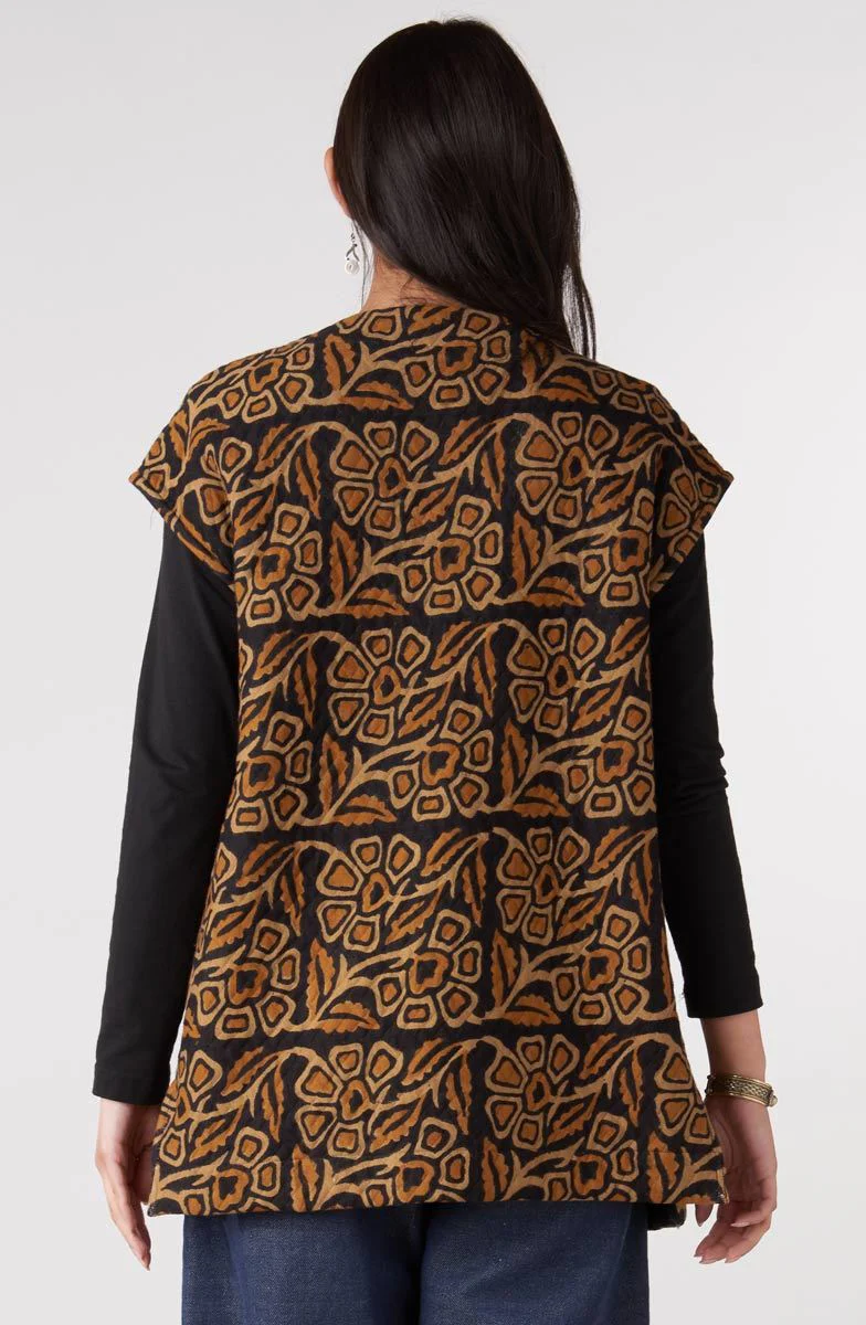 Prabha Block Print Quilted Vest - Cedar - Image 4