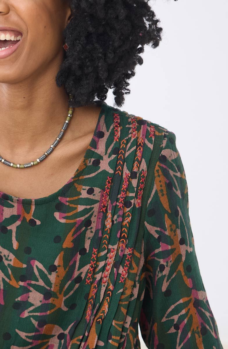 Premila Pull-Over Scoop-Neck Midi Dress - Forest/Multi - Image 3