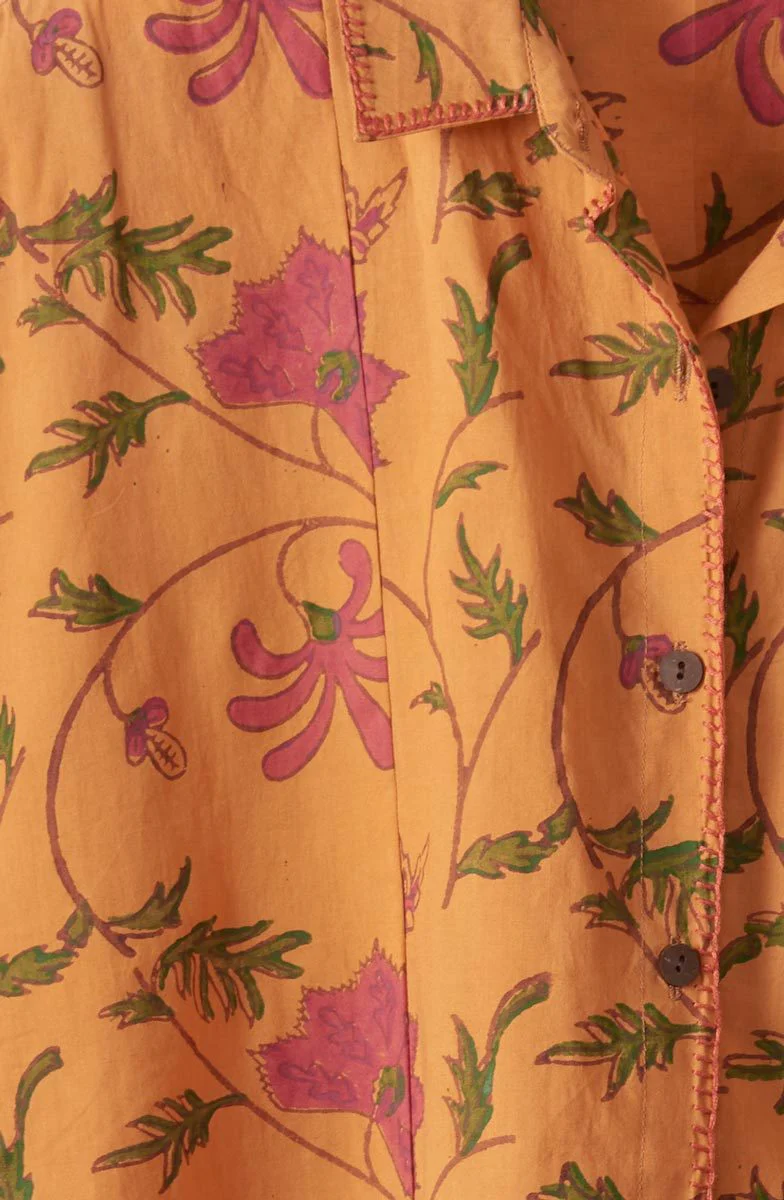 Radha Organic Cotton Button-Down Top - Honey/Multi - Image 3