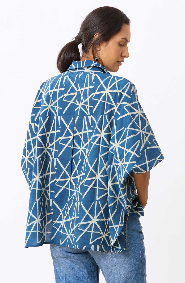 Radhika Natural Dye Oversized Shirt - Indigo - Image 3