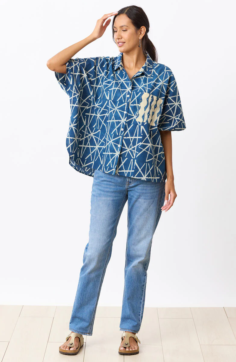Radhika Natural Dye Oversized Shirt - Indigo - Image 4