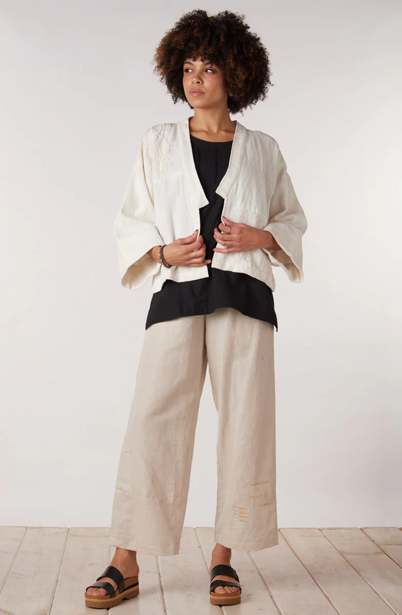 Rajkot Linen Cotton Straight Leg Pant - Flax