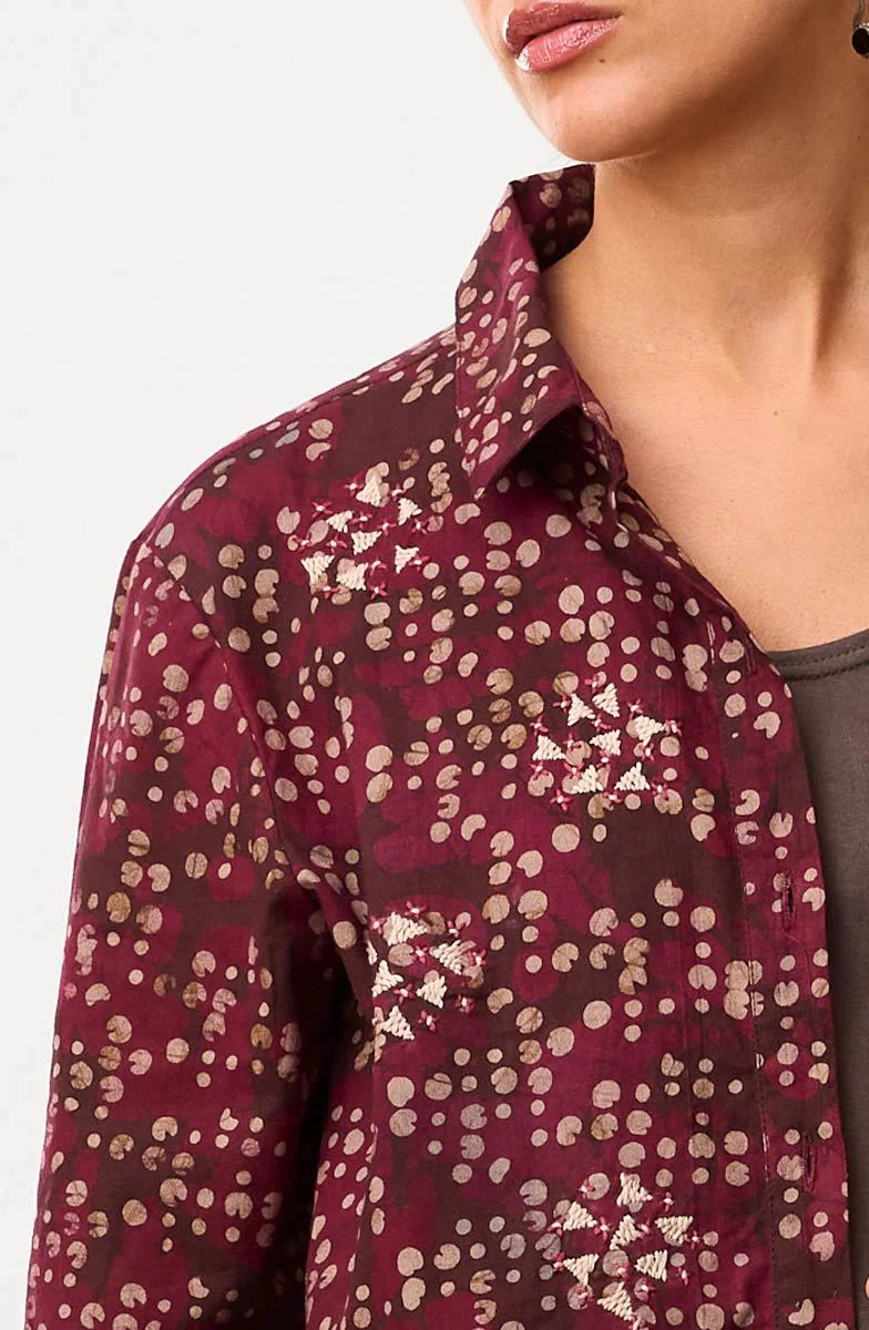 Rajni Button-Front Peplum Top - Radicchio - Image 3