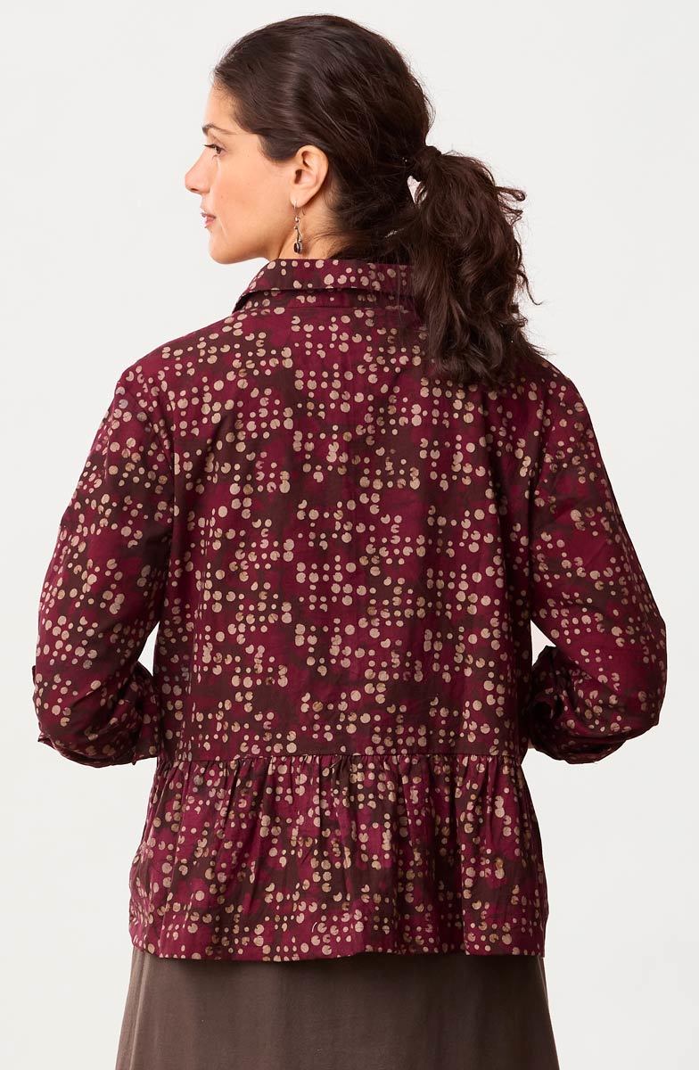 Rajni Button-Front Peplum Top - Radicchio - Image 6