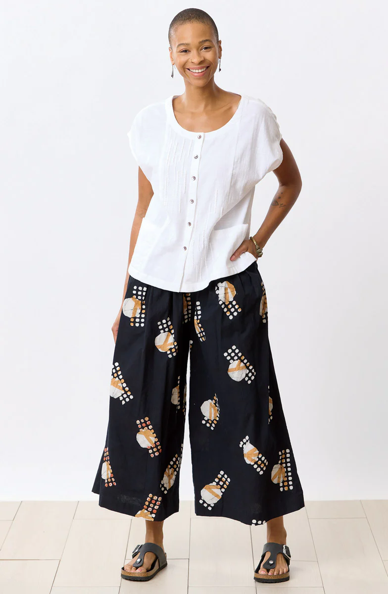 Rakeem Pull-On Gaucho Pant - Black/Soft white - Image 2