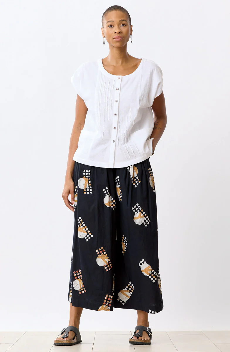 Rakeem Pull-On Gaucho Pant - Black/Soft white - Image 4