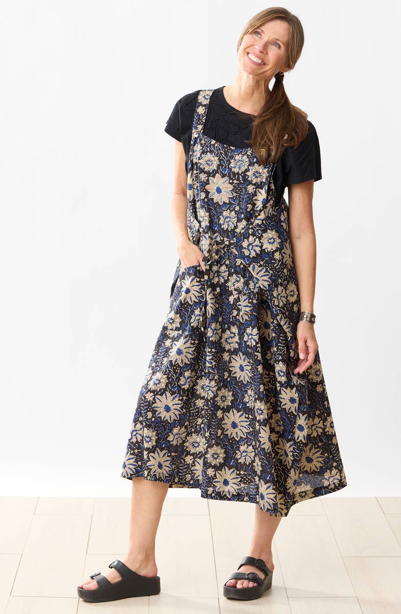 Rakul Overall Apron Dress - Black/Multi - Image 4