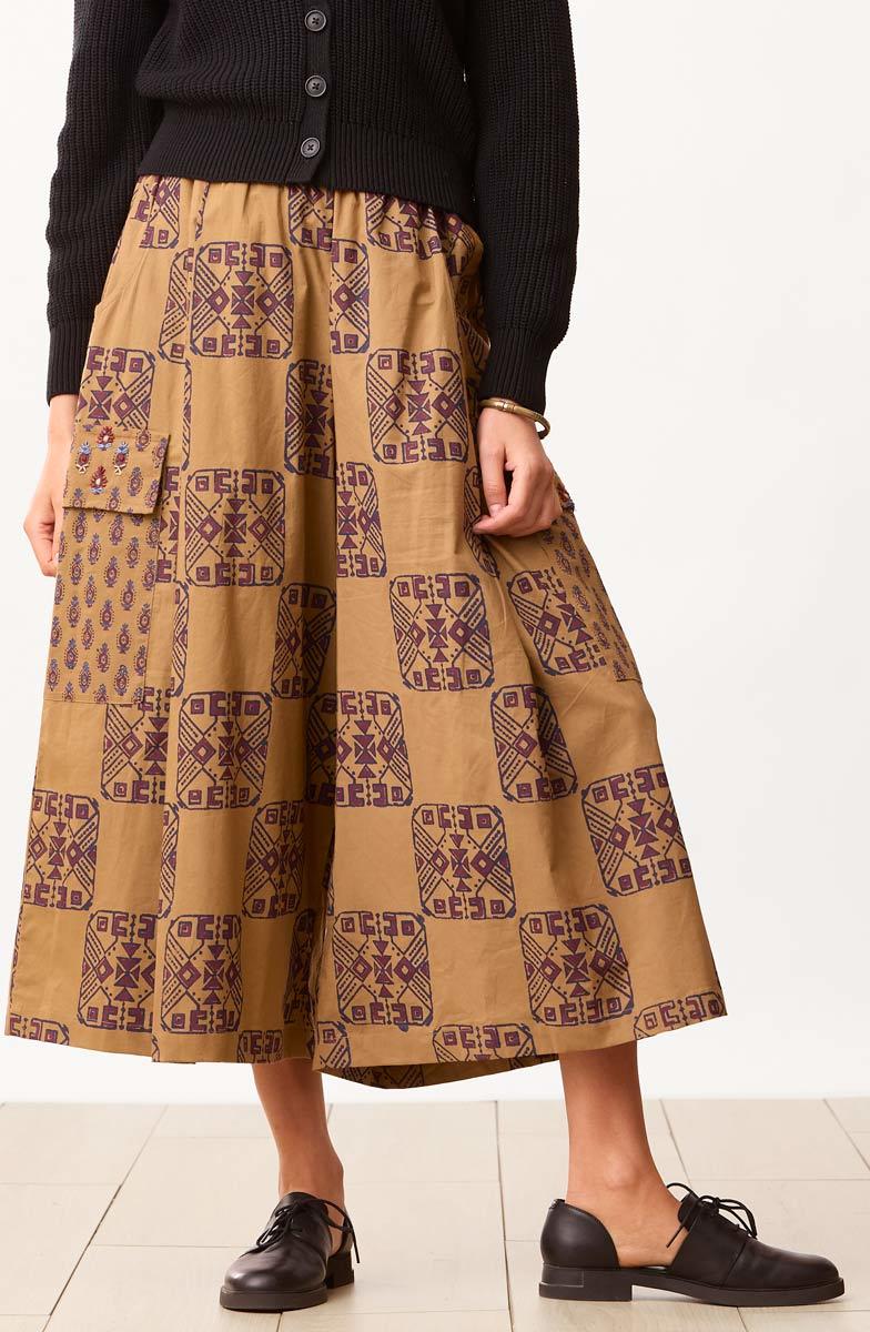 Ramya Organic Pull-On Split Skirt - Maple/Multi - Image 3