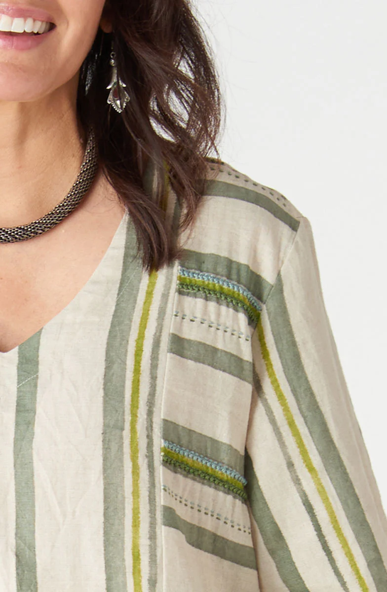 Rashi Side Slit Kaftan - Natural/Herb - Image 3