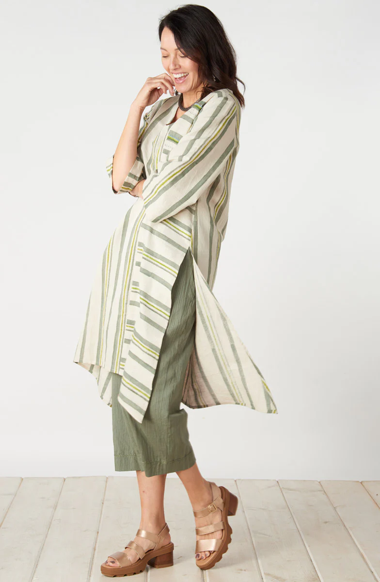 Rashi Side Slit Kaftan - Natural/Herb - Image 4