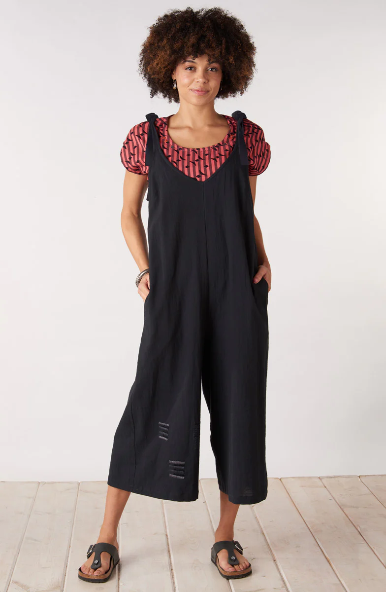 Rashmi Tie-Strap Cropped Overalls - Black - Image 3