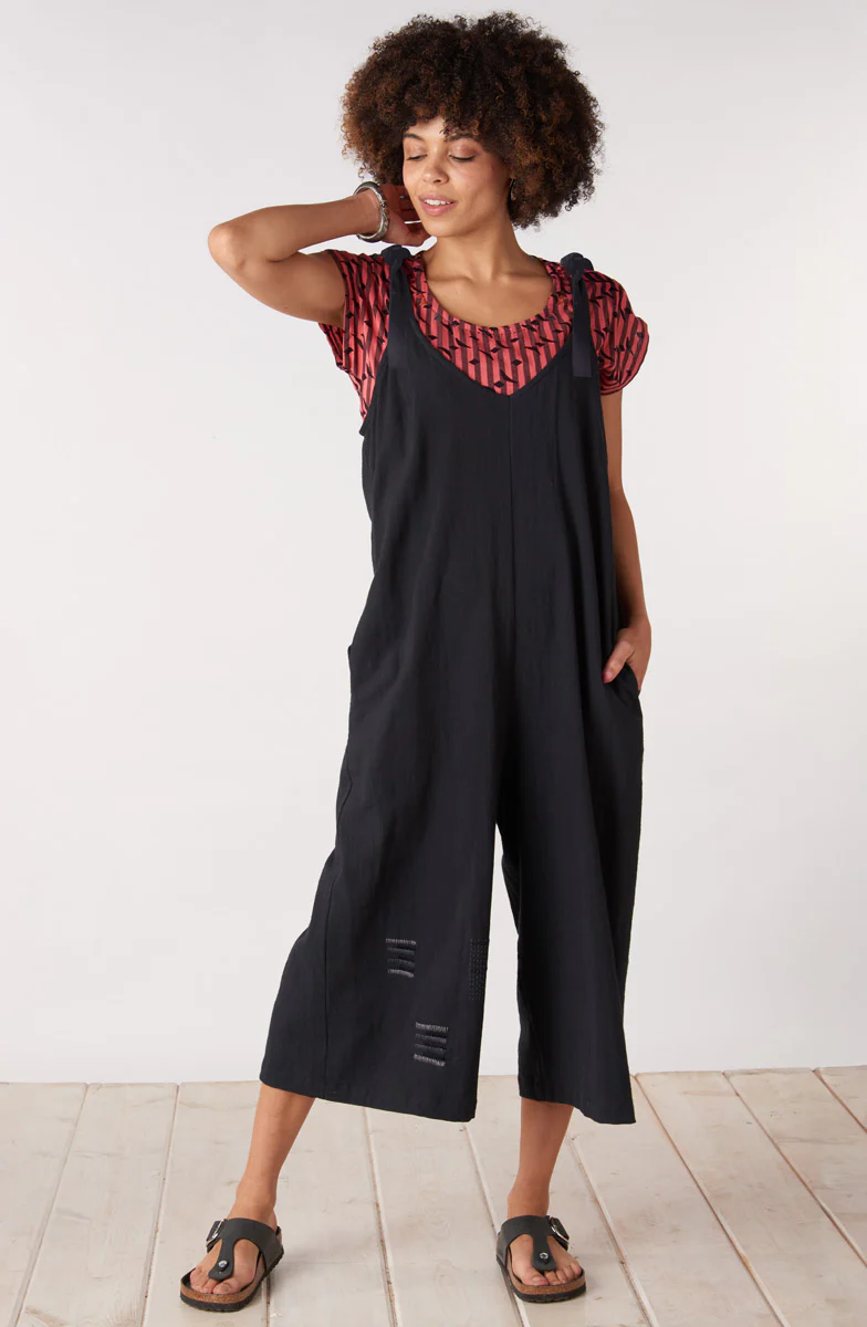 Rashmi Tie-Strap Cropped Overalls - Black - Image 4