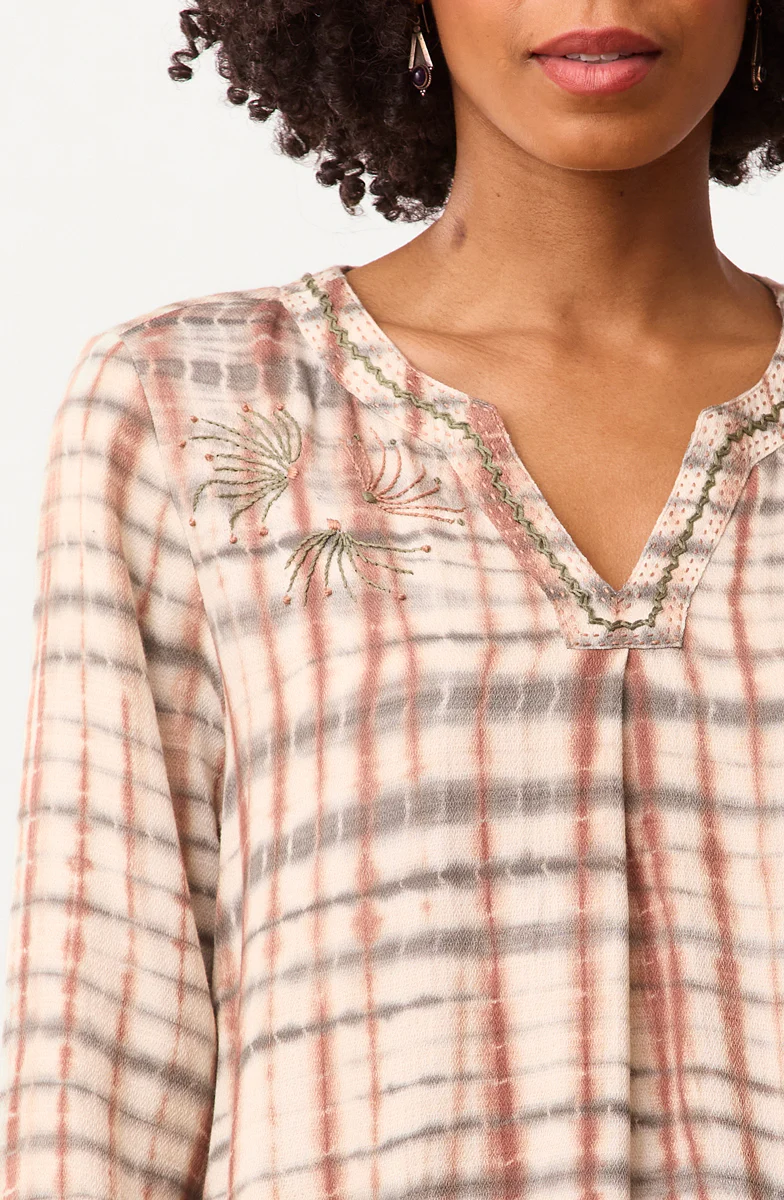 Rashmika Cotton Crepe Shibori Long Shirt - White/Multi - Image 3