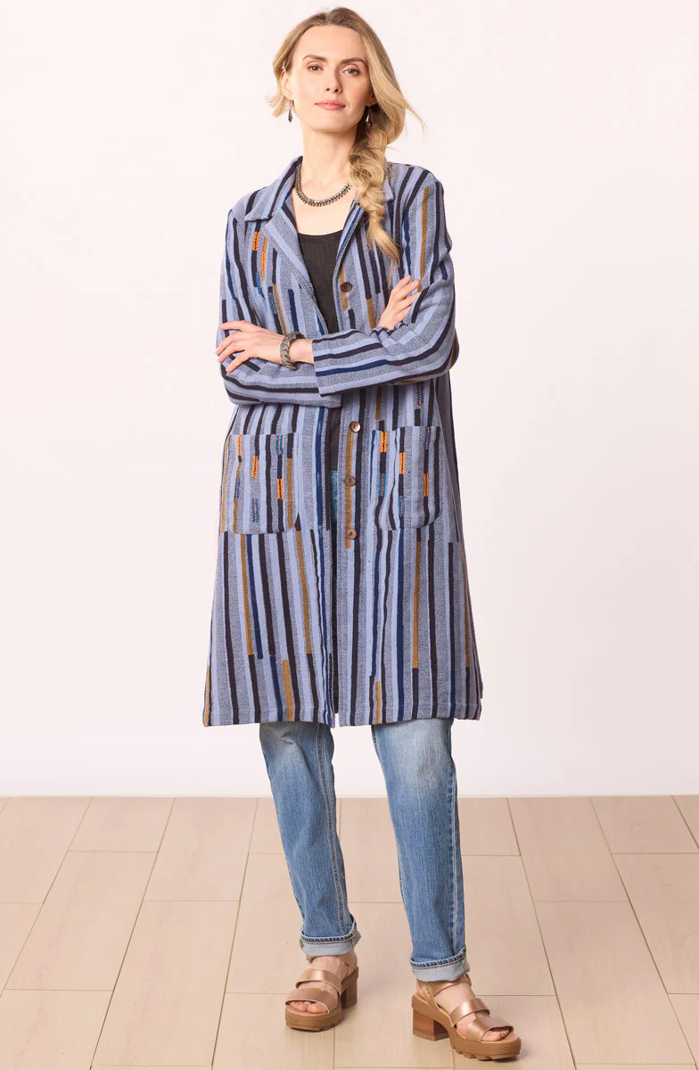 Rasima Long Swing Coat - Cloud/Multi - Image 4