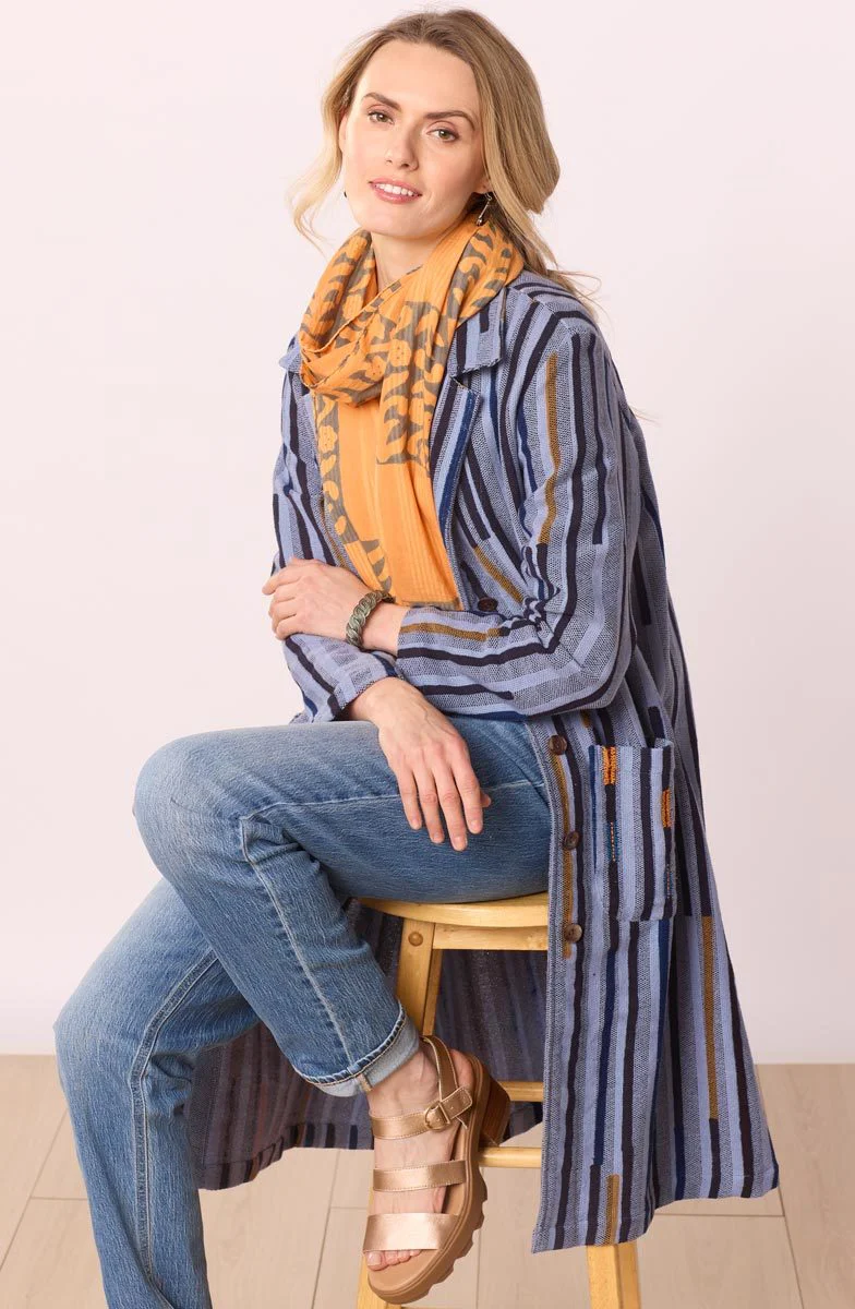 Rasima Long Swing Coat - Cloud/Multi - Image 6