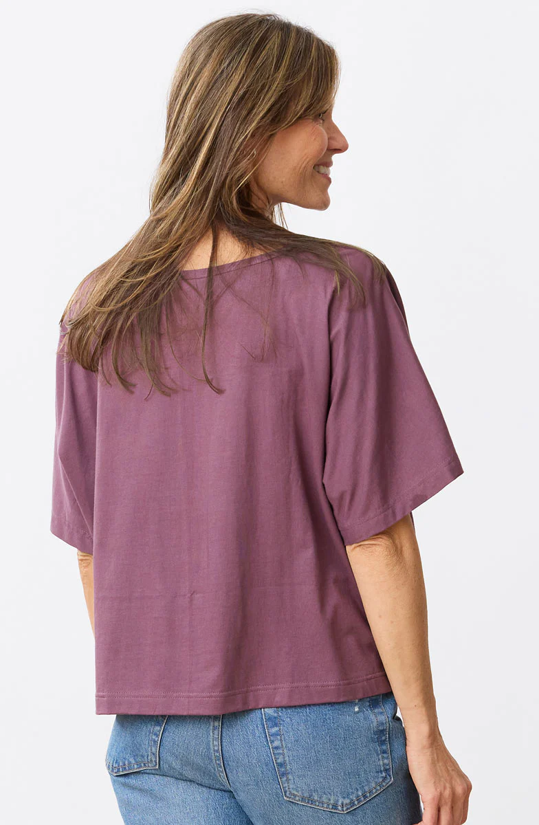 Ratna Upcycled Knit Patchwork Dolman Tee - Amethyst/Chindi - Image 4